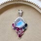 K18WG ブルームーンストーン10.85ct サファイア ペンダント