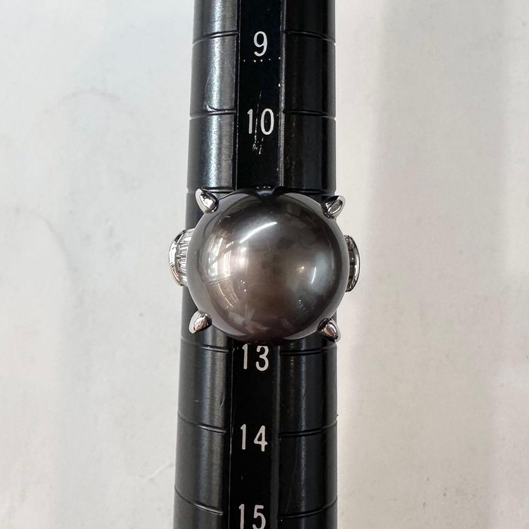 黒蝶真珠14mm ダイヤモンドリング PT900 パール プラチナ 指輪