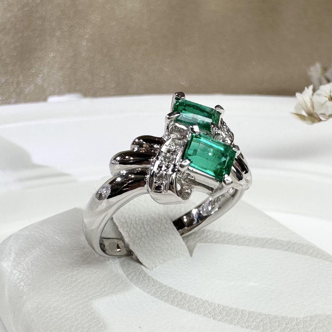 Pt900エメラルドリング　新品未使用品 美品】PT900 エメラルド0.74ct リング ダイヤ – ABABIL.gems