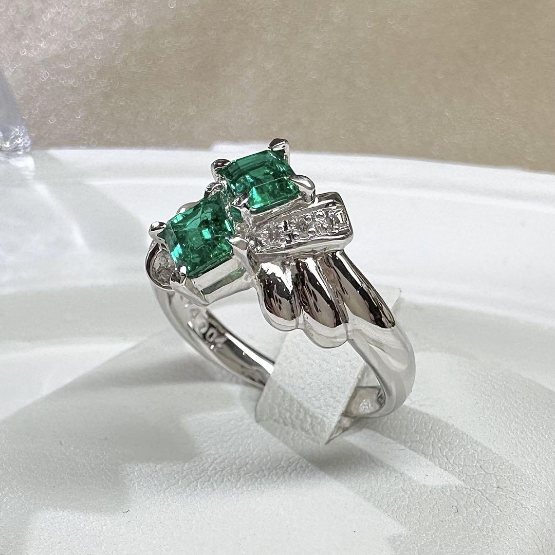 【美品】PT900 エメラルド0.74ct リング ダイヤ