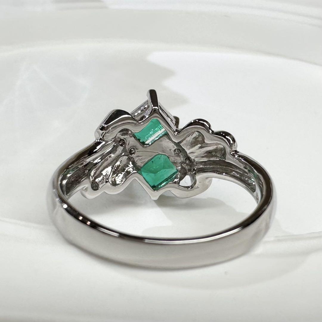 【美品】PT900 エメラルド0.74ct リング ダイヤ