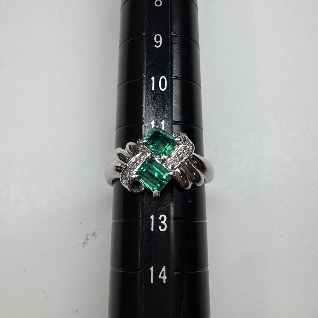 美品】PT900 エメラルド0.74ct リング ダイヤ