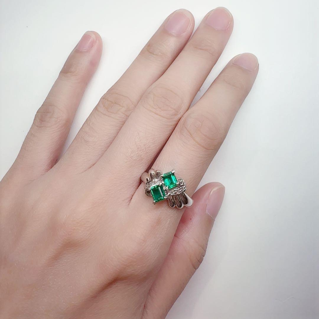 【美品】PT900 エメラルド0.74ct リング ダイヤ