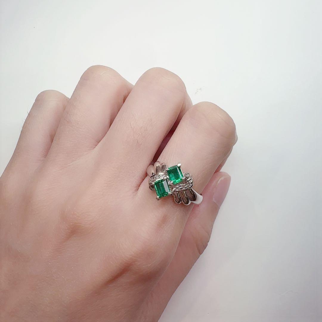 【美品】PT900 エメラルド0.74ct リング ダイヤ