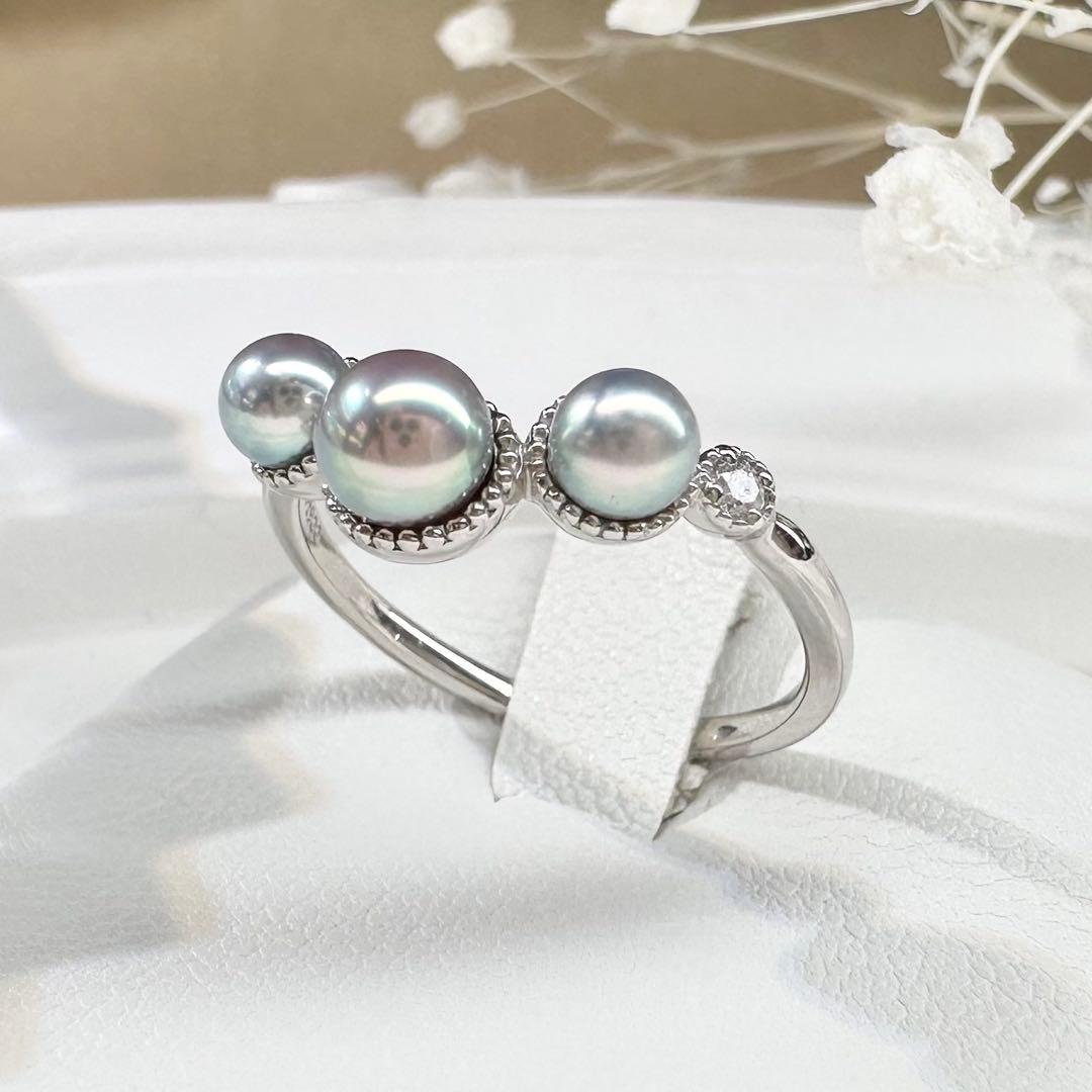 【美品】PT900 アコヤ真珠 3.5-4.5mm リング