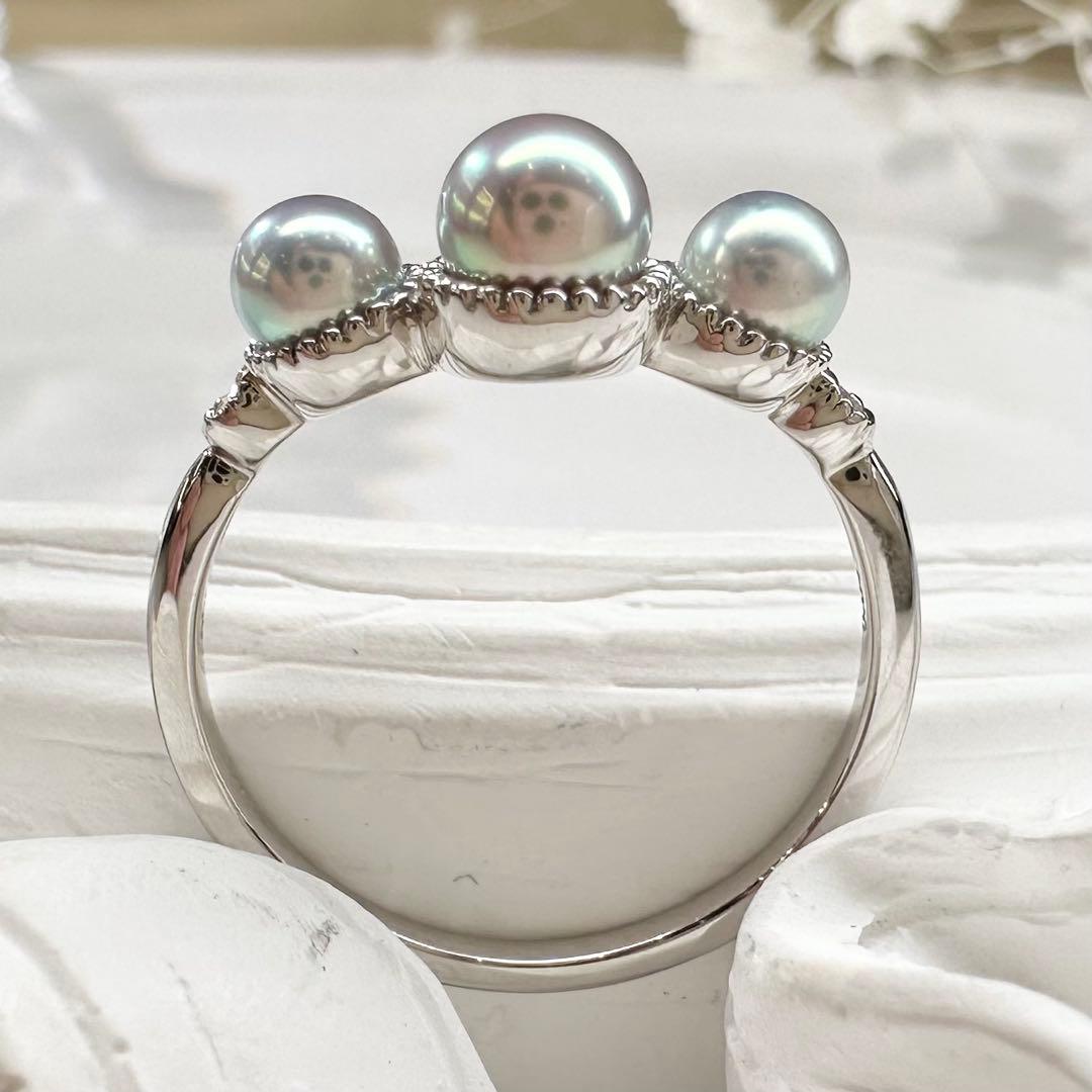【美品】PT900 アコヤ真珠 3.5-4.5mm リング