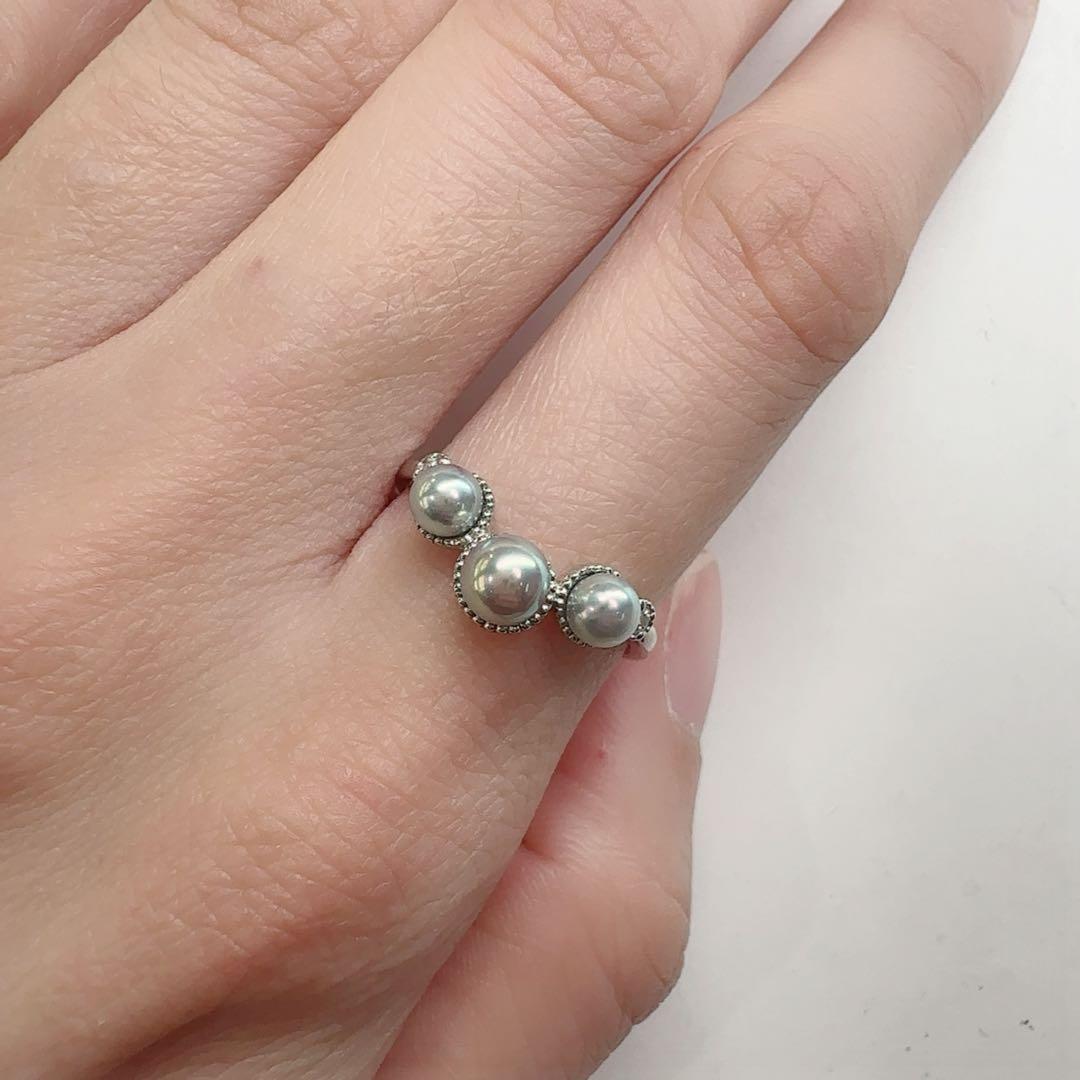 【美品】PT900 アコヤ真珠 3.5-4.5mm リング