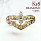 【K18】天然ダイヤモンド0.35ct　V字重ねつけデザイン
