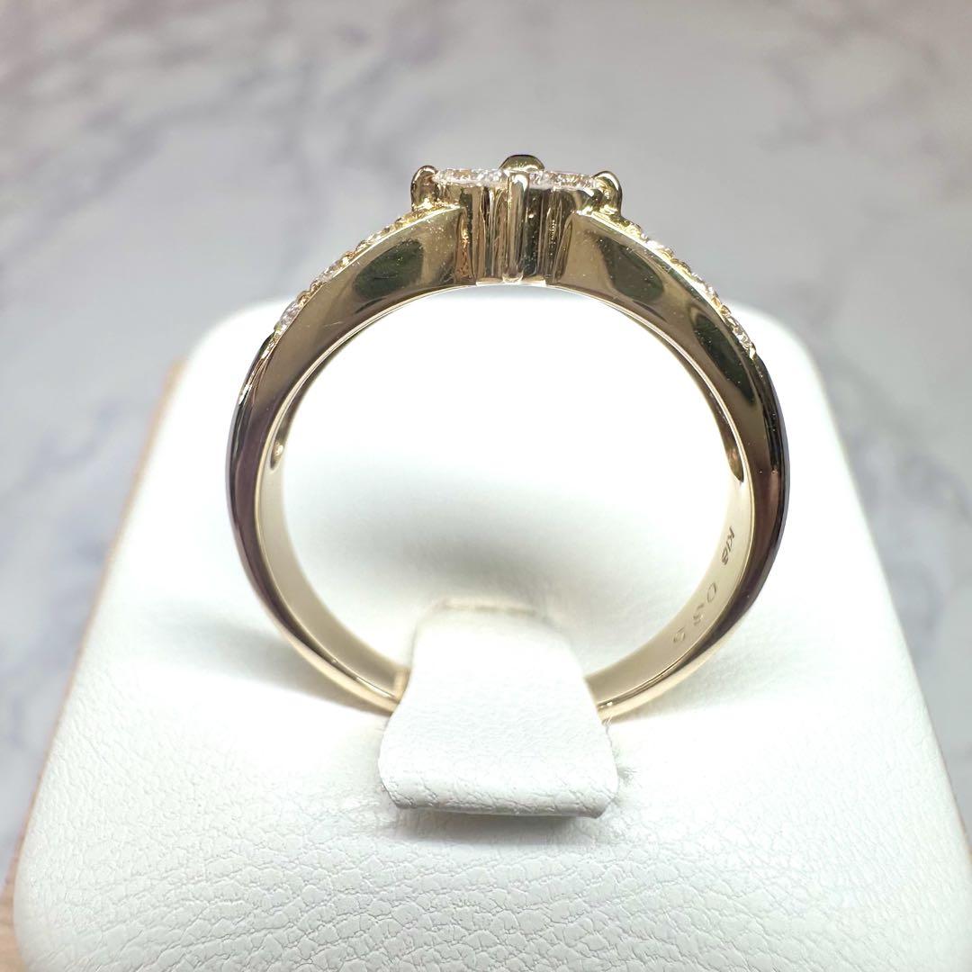 【K18】天然ダイヤモンド0.35ct　V字重ねつけデザイン