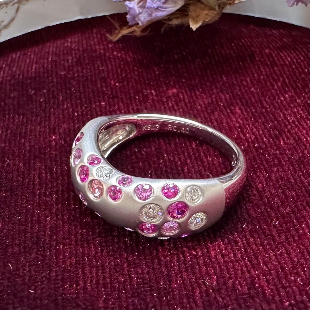 【K18】ルビー 0.4ct リング ランダムセッティング マット加工