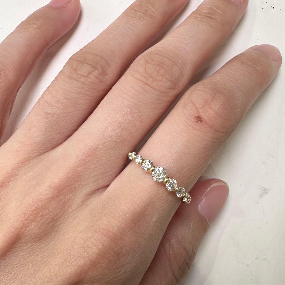 K18 ダイヤモンド リング 0.25ct グラデーション デザイン