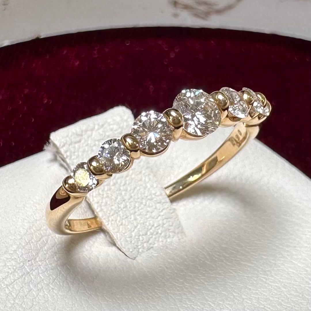 K18 ダイヤモンド リング 0.25ct グラデーション デザイン