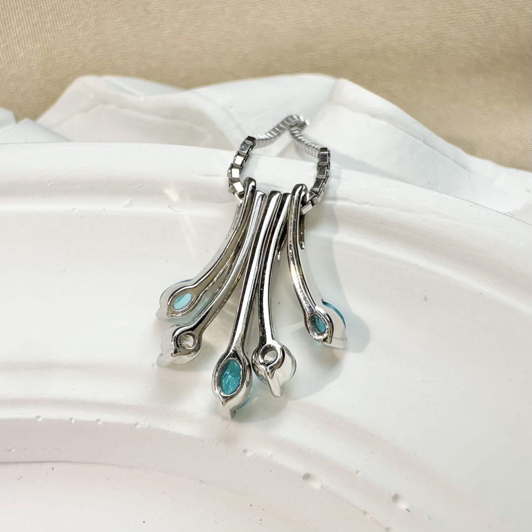 【美品】PT900 パライバトルマリン ネックレス 0.17ct ダイヤ