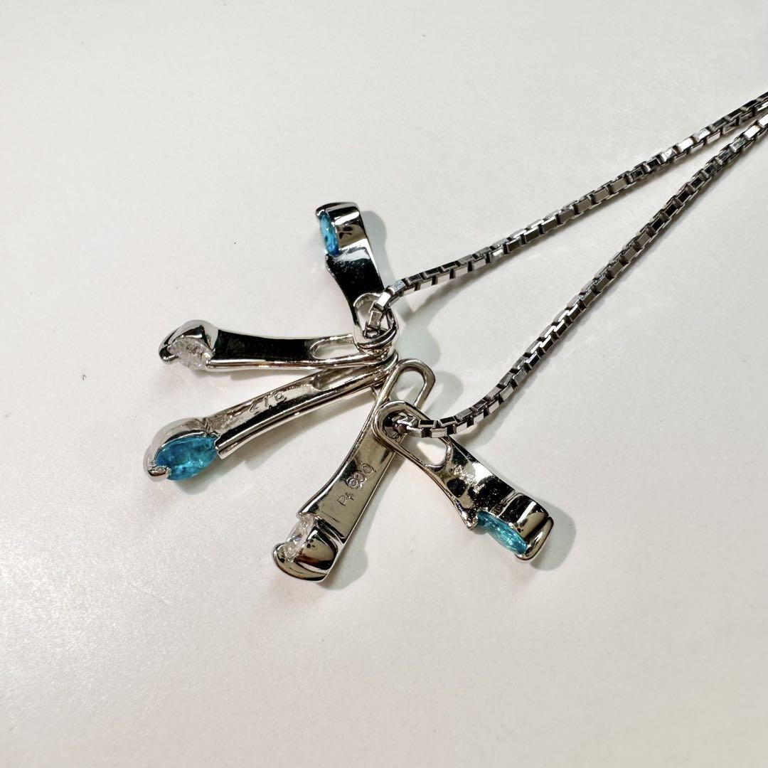 【美品】PT900 パライバトルマリン ネックレス 0.17ct ダイヤ