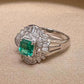 PT900 エメラルド バゲットダイヤ リング 0.53ct