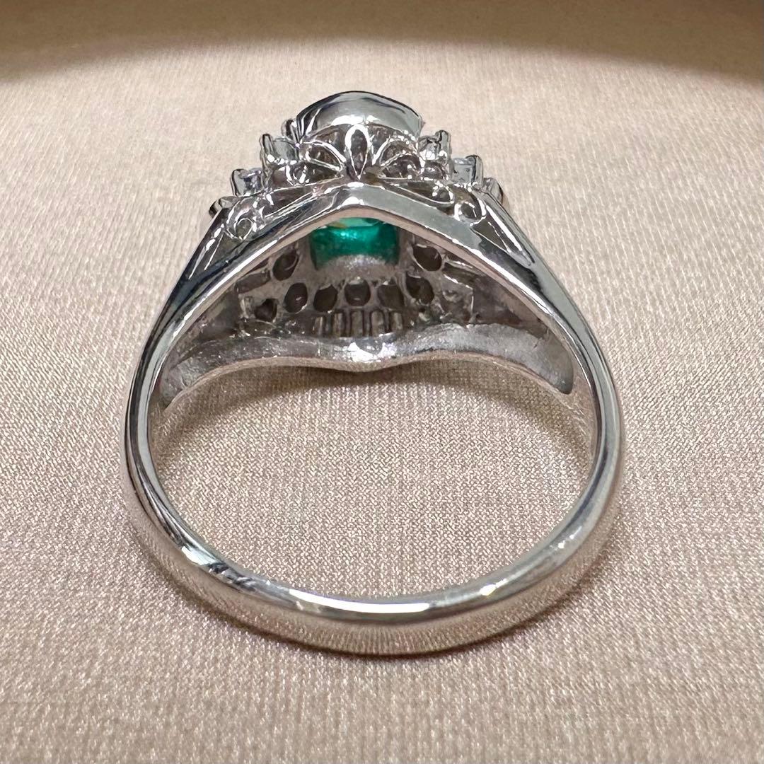 PT900 エメラルド バゲットダイヤ リング 0.53ct