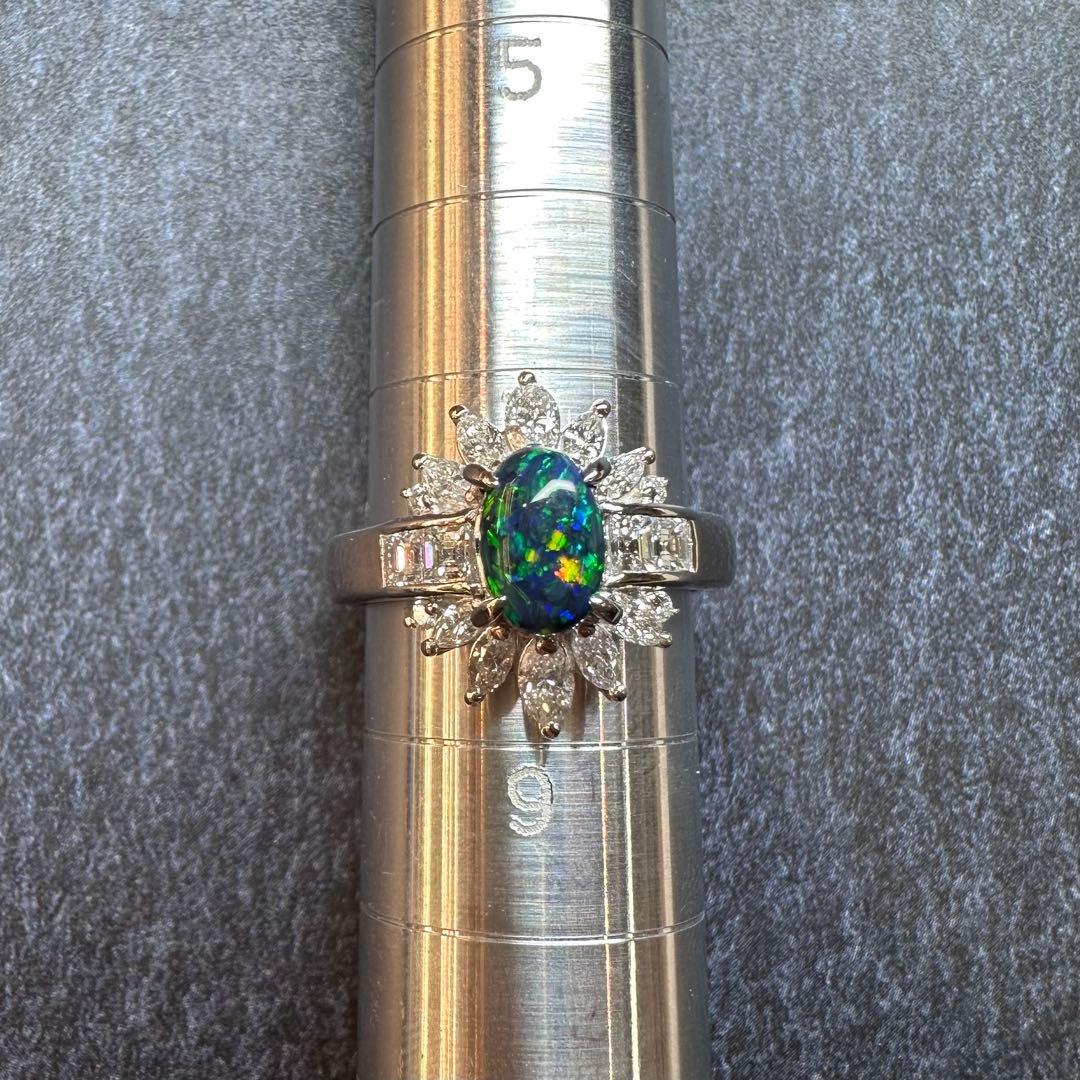 【美品】PT900 ブラックオパール 0.86ct リング