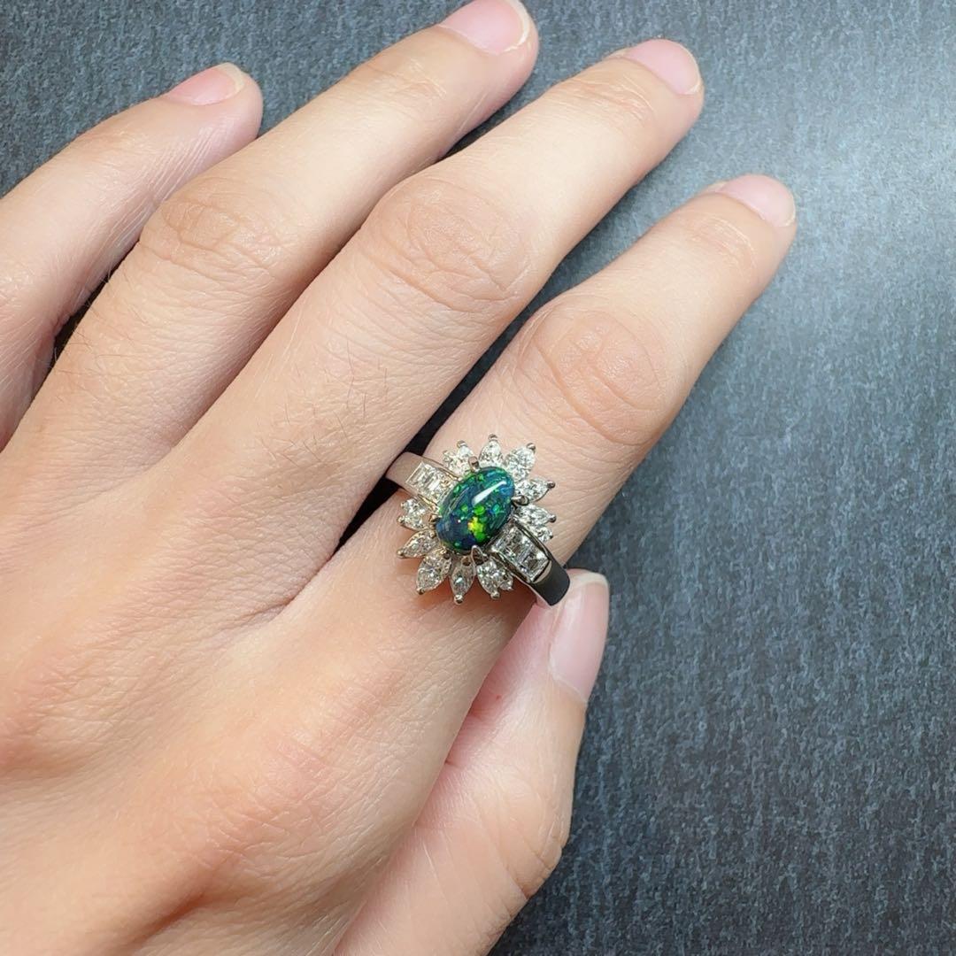 【美品】PT900 ブラックオパール 0.86ct リング