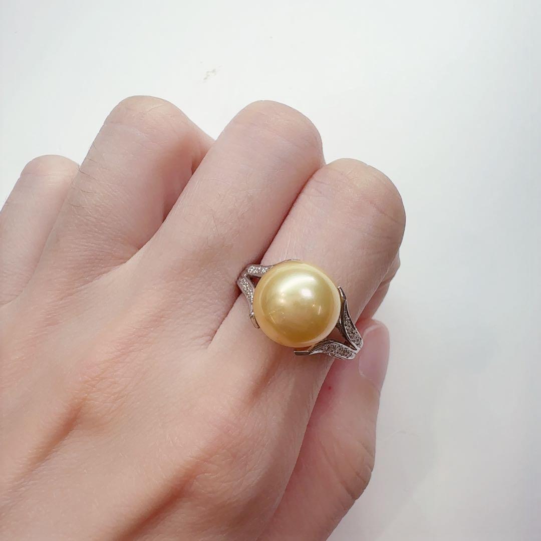 【美品】PT900 南洋パール11mm リング ダイヤモンド