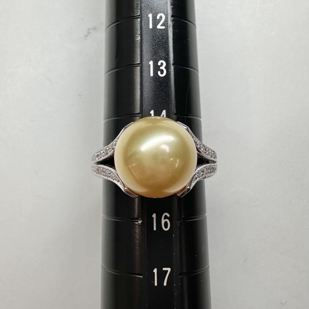 【美品】PT900 南洋パール11mm リング ダイヤモンド