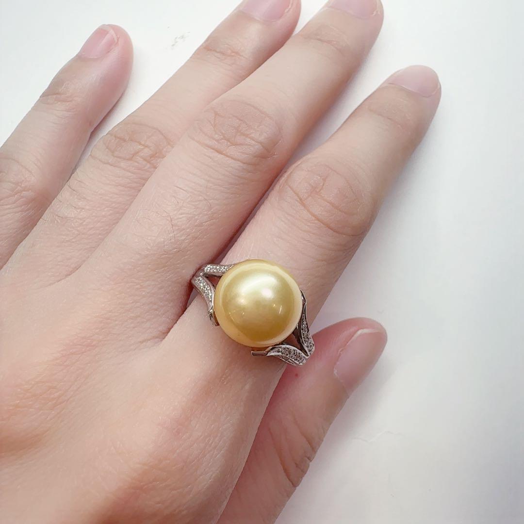 【美品】PT900 南洋パール11mm リング ダイヤモンド