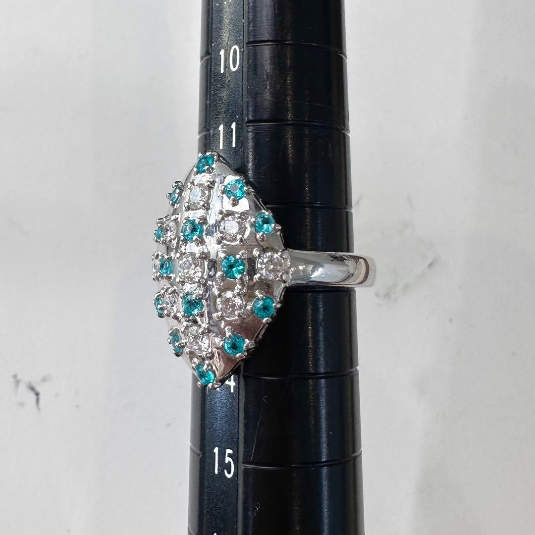 PT900 パライバトルマリン ダイヤモンド デザインリング 0.401ct
