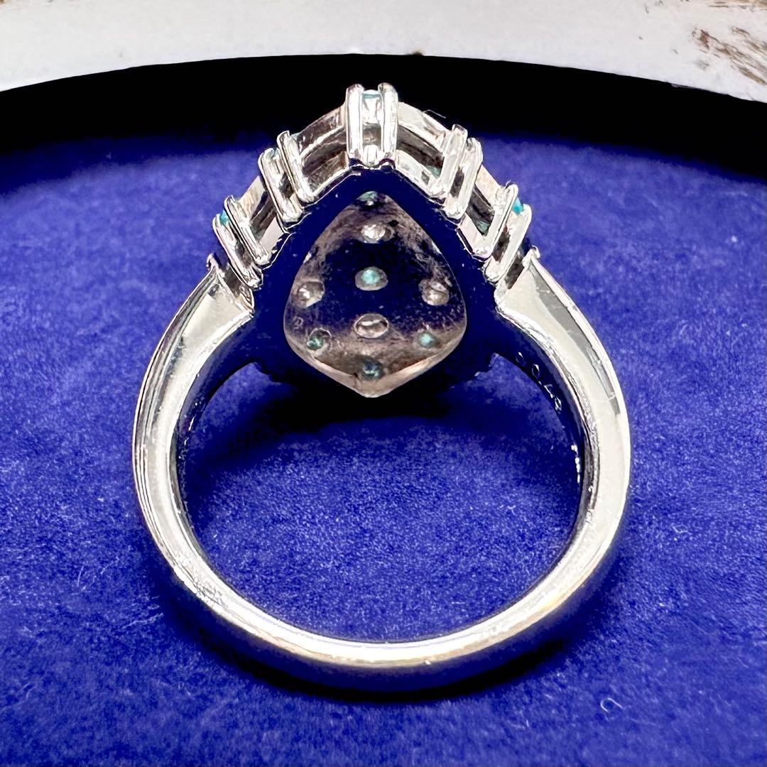PT900 パライバトルマリン ダイヤモンド デザインリング 0.401ct
