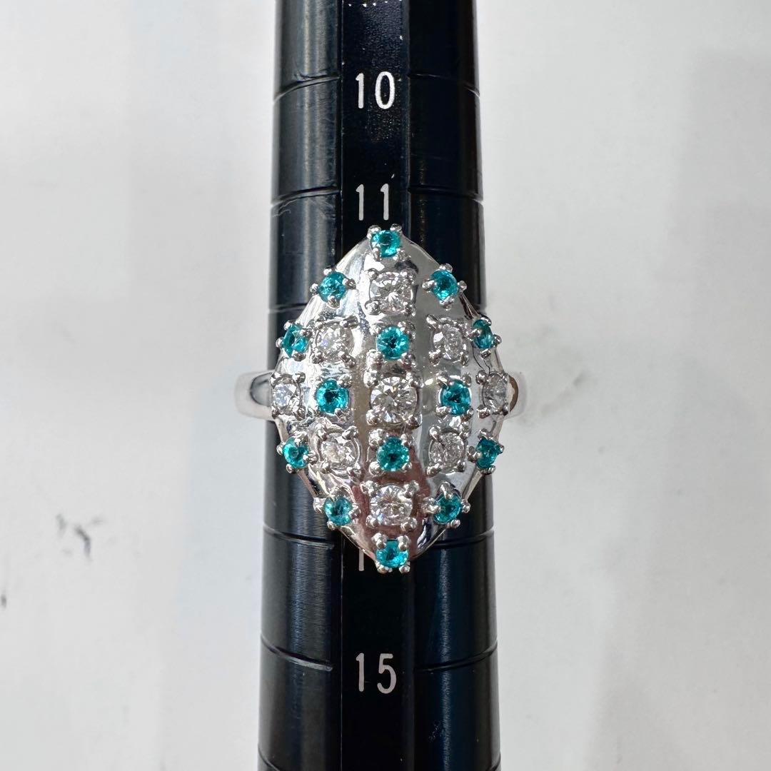 PT900 パライバトルマリン ダイヤモンド デザインリング 0.401ct