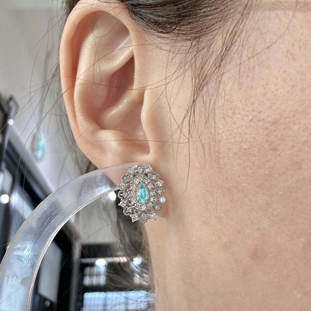 【美品】PT900 パライバトルマリン 0.21ct ピアス