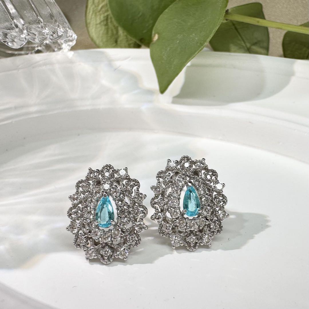 【美品】PT900 パライバトルマリン 0.21ct ピアス