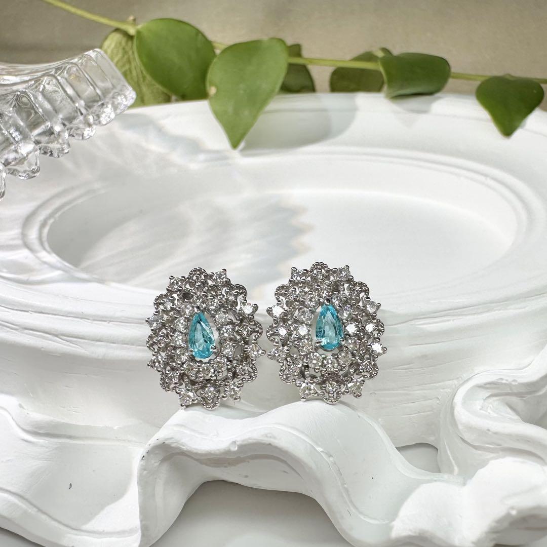 【美品】PT900 パライバトルマリン 0.21ct ピアス