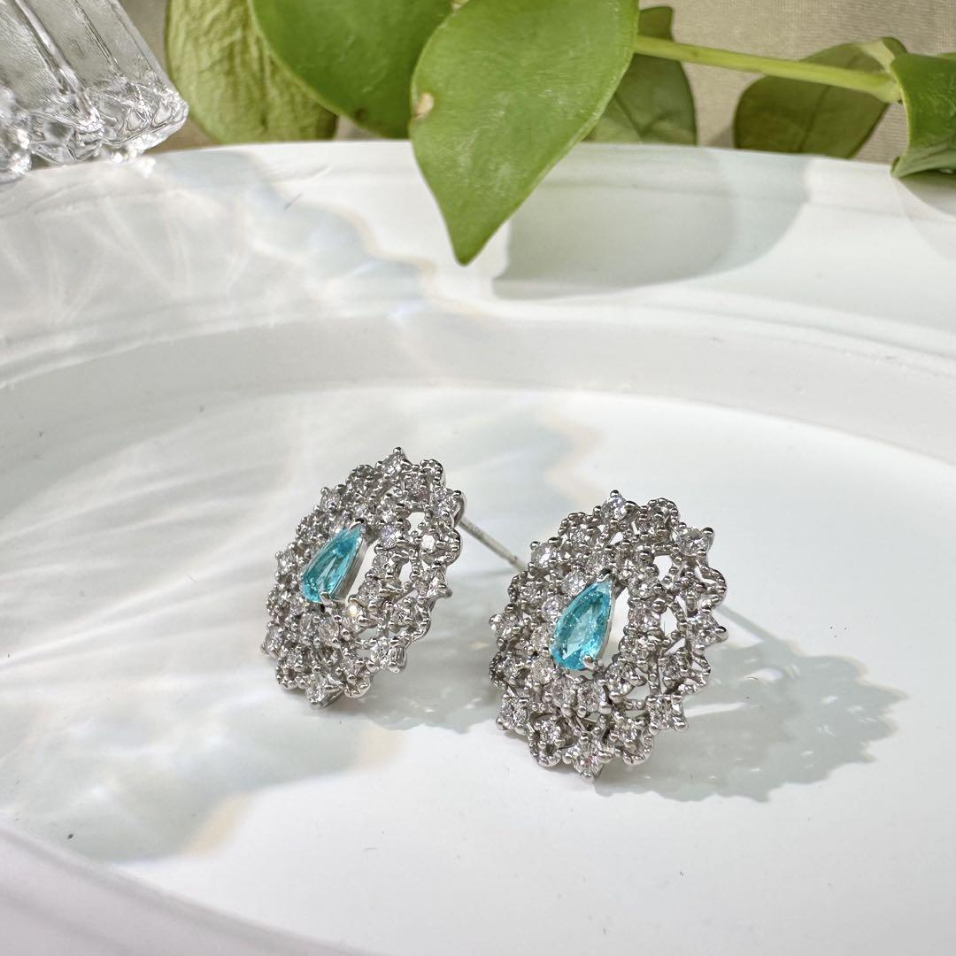 【美品】PT900 パライバトルマリン 0.21ct ピアス