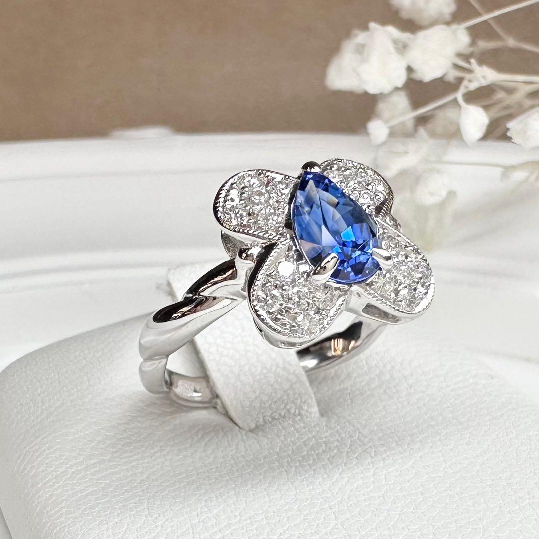 【K18】サファイア ダイヤモンド リング 1.245ct