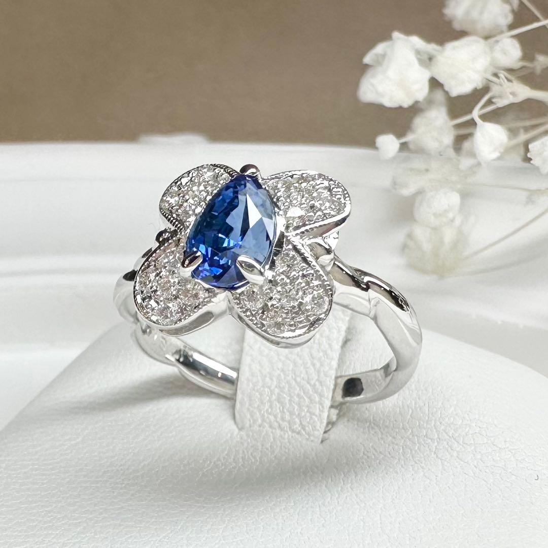 【K18】サファイア ダイヤモンド リング 1.245ct