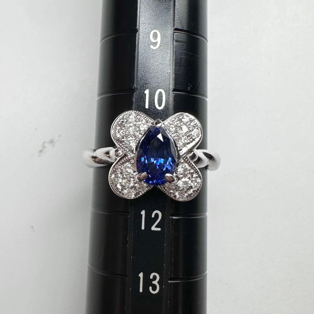 【K18】サファイア ダイヤモンド リング 1.245ct
