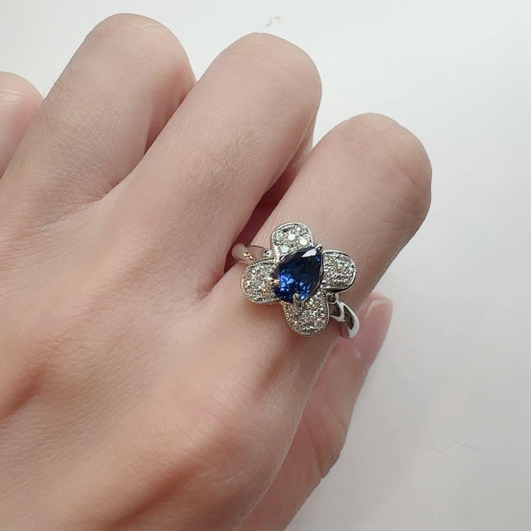 【K18】サファイア ダイヤモンド リング 1.245ct