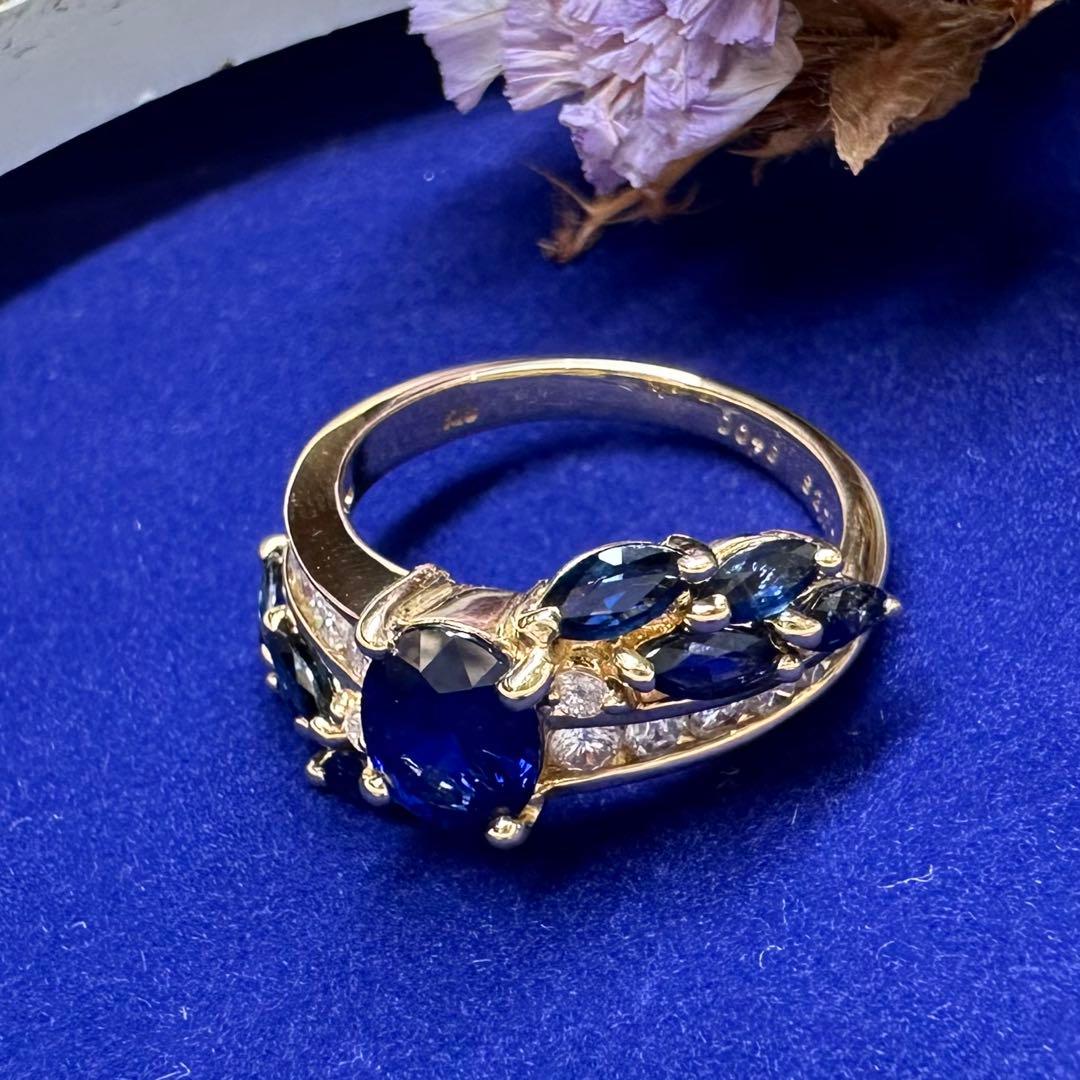 K18 サファイア 2.77ct ダイヤモンドリング 昭和レトロ