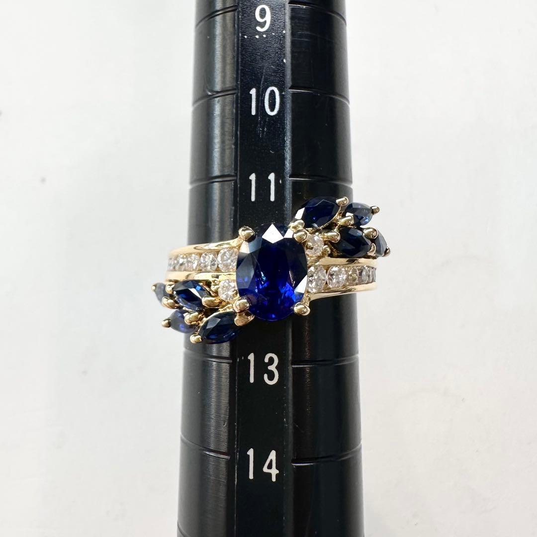 K18 サファイア 2.77ct ダイヤモンドリング 昭和レトロ