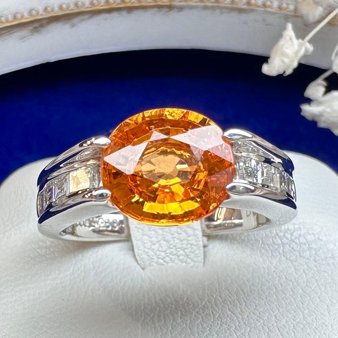 【美品】PT900 スペサルタイト 3.283ct リング