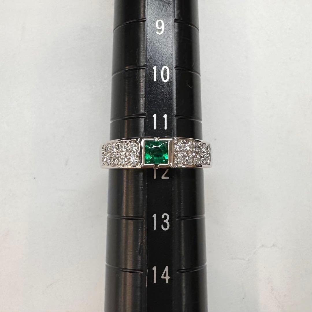 【美品】PT900 コロンビア産エメラルド 0.24ct リング