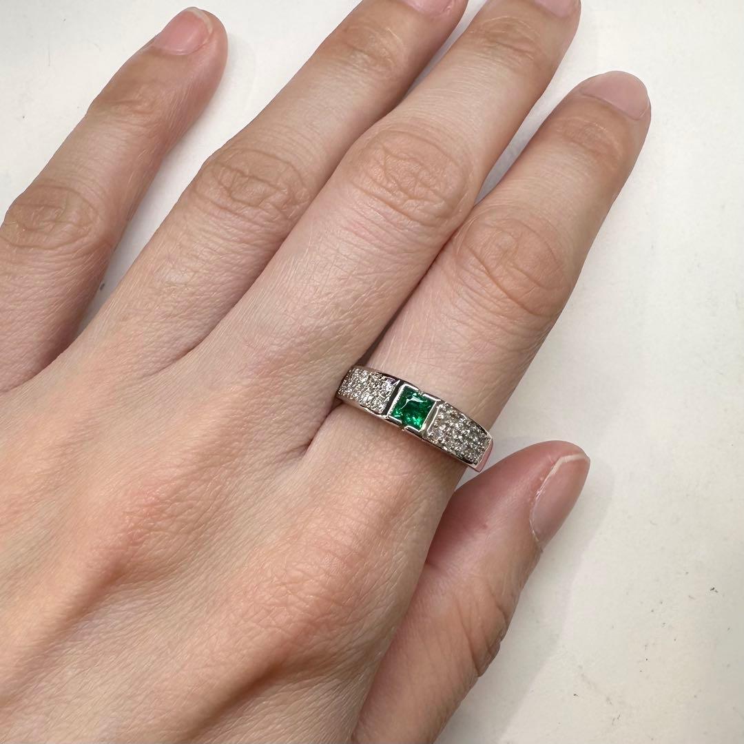 【美品】PT900 コロンビア産エメラルド 0.24ct リング