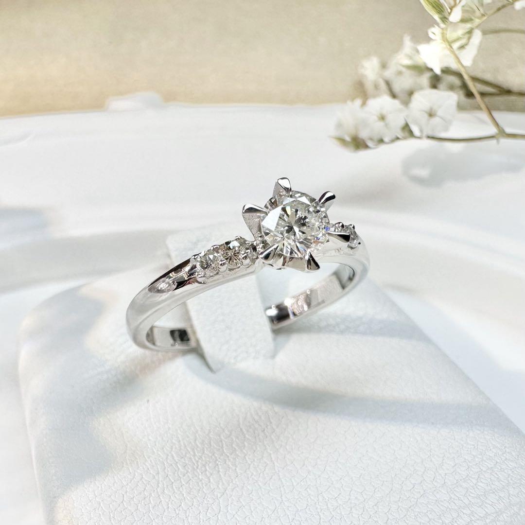 【美品】PT900 ダイヤモンド 0.309ct リング 婚約指輪 6本爪