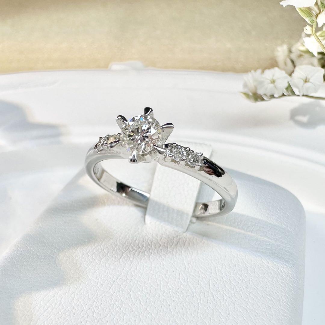 【美品】PT900 ダイヤモンド 0.309ct リング 婚約指輪 6本爪