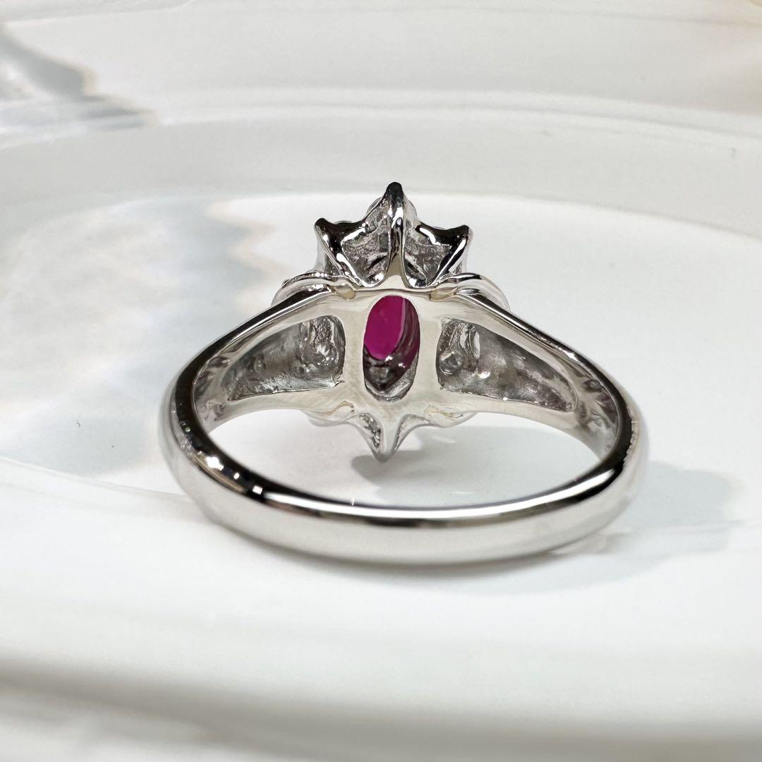 【美品】PT900 ルビー0.64ct リング デザイン ダイヤ　マーキス