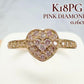 【新品】K18PG ピンクダイヤモンド 0.16ct リング　ハート型