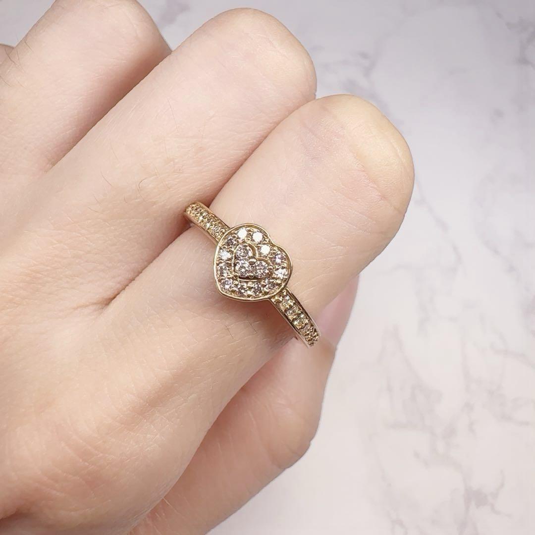【新品】K18PG ピンクダイヤモンド 0.16ct リング　ハート型