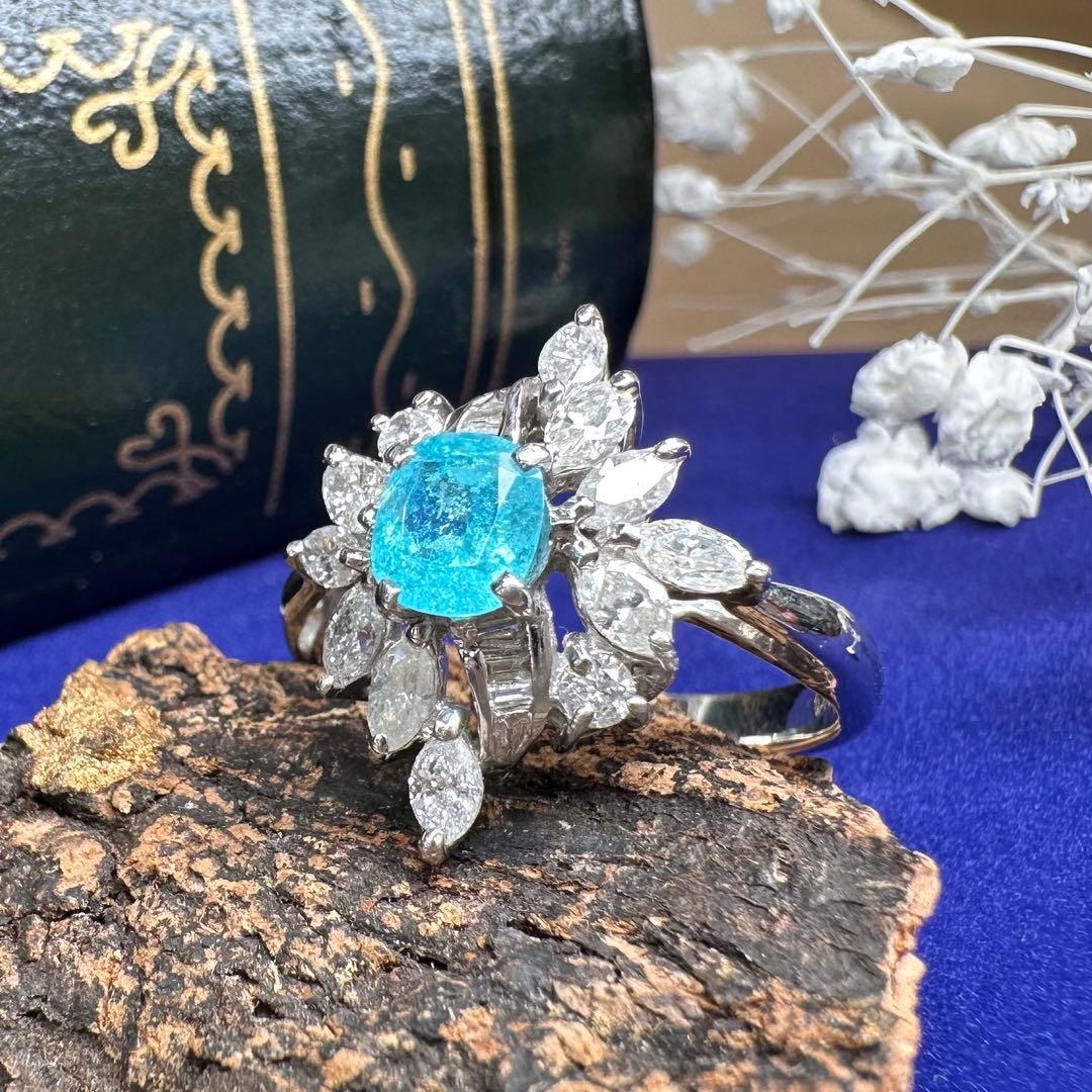 【美品】PT900 パライバトルマリン0.56ct リング