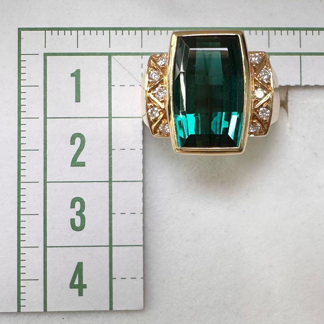 K18 大粒トルマリン 10.00ct ダイヤモンド リング