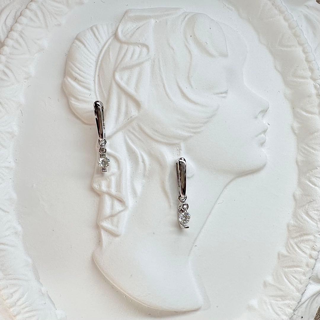 【美品】ダイヤモンド 0.20ct×2 上品 揺れるデザイン ピアス