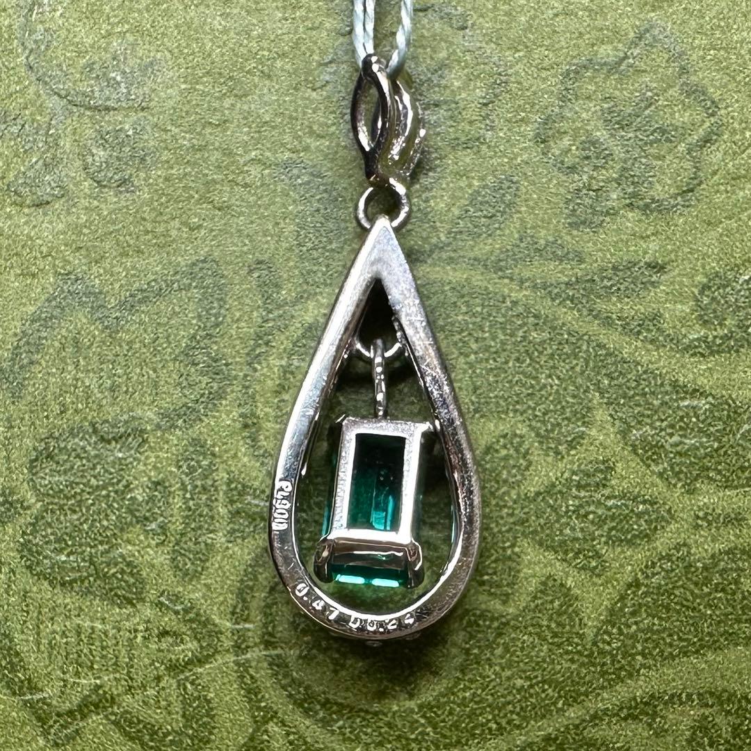 PT900 エメラルド 0.47ct ダイヤモンド ペンダント 昭和レトロ